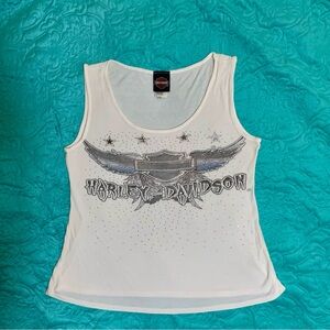 Harley-Davidson White and Silver Graphic Tank